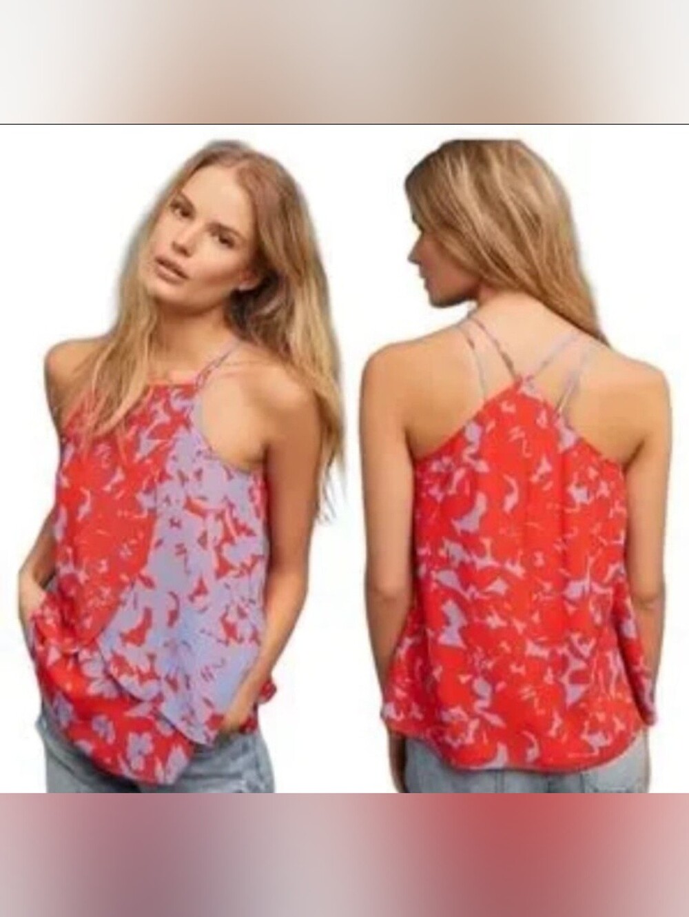 Anthropologie Maeve St. Lucia Floral Flowy Boho Tank Top Blouse Size Large